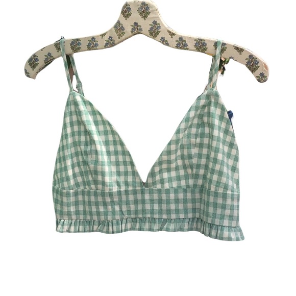 NWT green gingham crop top - Picture 2 of 4